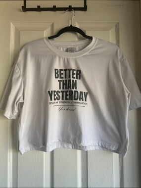 Gildan White Tee with Bold Green "Better Than Yesterday" Graphic